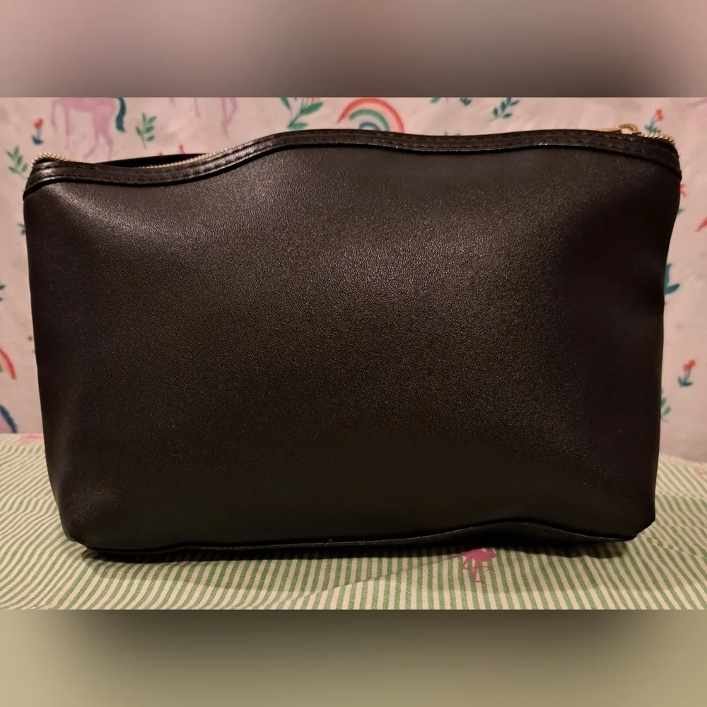EUC Vintage Y2K Bebe Black Bling Vegan Travel Makeup Beauty Cosmetic Pouch Bag